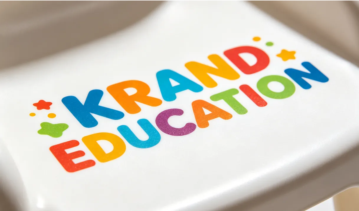Colorful heat transfer logo on furniture