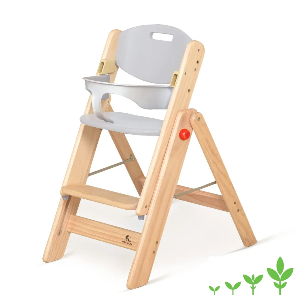 Foldable Wooden High Chair — Grey