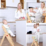 Foldable Wooden High Chair — Grey
