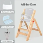 Foldable Wooden High Chair — Grey
