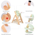 Foldable Wooden High Chair — Grey