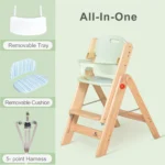 Foldable Wooden High Chair — Green