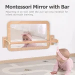 Montessori baby mirror used as a floor mirror and as a wall mirror with pull-up bar