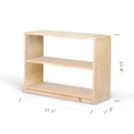 Dimensions diagram of the two-tier open storage cabinet