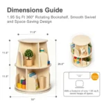 Dimensions guide with the small footprint of the rotating bookshelf
