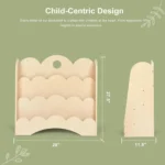 Dimensions diagram of the scalloped kids bookshelf