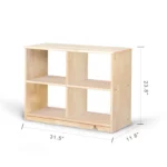 Dimensions diagram of the four-cubby storage bookcase