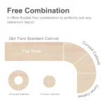 Diagram showing how the modular cubby units combine