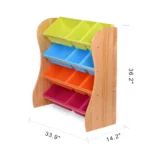 Dimensions diagram of the 4-tier toy storage cabinet