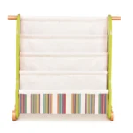 The five front-facing canvas sling pockets of the book rack
