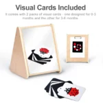 Double-sided triangular tummy time mirror with two sets of high contrast visual cards