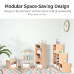 The modular cubes pushed together to maximise vertical space