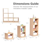 Dimensions guide for the three modular cube storage pieces