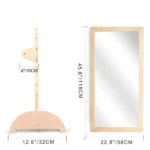 Dimensions diagram of the full-length mirror and handrail