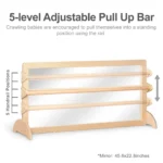 The five adjustable pull-up bar positions on the Montessori mirror