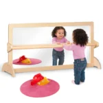 Full-length Montessori sensory mirror with pull-up bar on floor stands