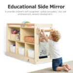 Children using the vertical acrylic side mirror for self-recognition play