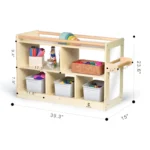 Dimensions diagram of the Montessori toddler storage cabinet