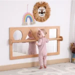 Kids sensory mirror set with circle, triangle, star and square mirrors plus pull-up bar