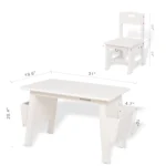 White table top with dual side storage bins