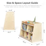 Dimensions and classroom layout guide for the trapezoidal bookshelf
