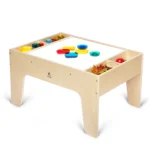 Kids 2-in-1 LED light and building table with four side storage compartments