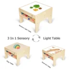 3-in-1 sensory light table, mirror table and black board table modes