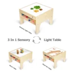 3-in-1 sensory light table with storage compartments on both sides