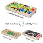 Multi-function activity table: building block table, train set table and blackboard table