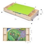 Dimensions diagram of the rolling kids activity play table