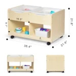 Dimensions diagram of the mobile sand and water sensory station