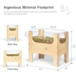 Dimensions diagram of the see-through water and sand table