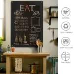 Chalkboard side of the rectangular wall panel used on a kitchen wall