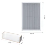 Rectangular panel back view with 33.1 x 22.8 inch dimensions and storage box depth